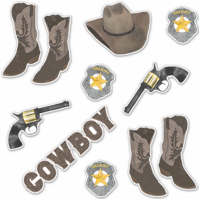 Cowboy Typography Artsy Cool Brown Watercolor (Front)