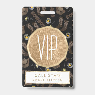 Cowboy Typography Artsy Cool Brown Watercolor Badge