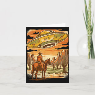 Cowboy Ufo Desert Vintage Alien Sci-fi Western Cou Card