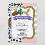 Cowboy & Unicorn Boys Girls Birthday Invites<br><div class="desc">Cowboy & Unicorn shared party invitation. Perfect for 2 children with 2 interests!
Fun invite for any age! Back print included.</div>