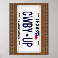 Cowboy Up!  CWBY UP Texas License Plate