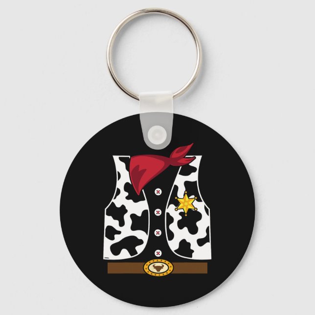 Cowboy Vest Western Sheriff Costume Cool Easy Hall Keychain (Front)