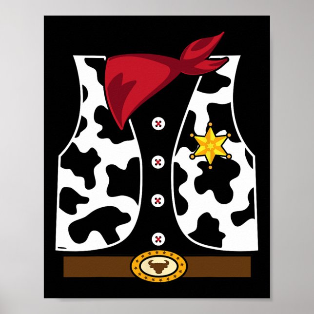 Cowboy Vest Western Sheriff Costume Cool Easy Hall Poster (Front)