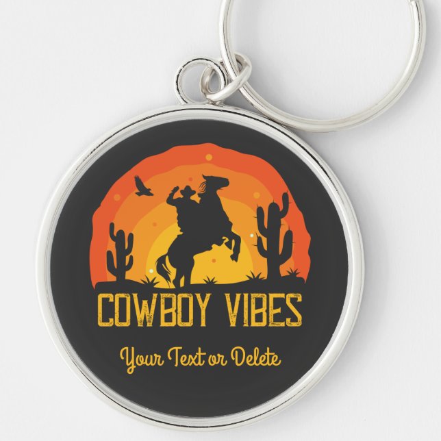 Cowboy Vibes Custom Name Keychain (Front)