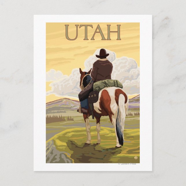 Cowboy (View from Back)Utah Postcard (Front)