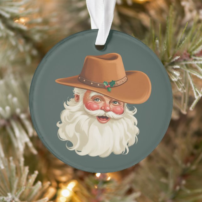 Cowboy Vintage Santa Funny Retro Western Ornament (Tree)