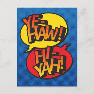 Cowboy vs ninja pop art - primary holiday postcard