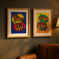 Cowboy vs ninja pop art primary