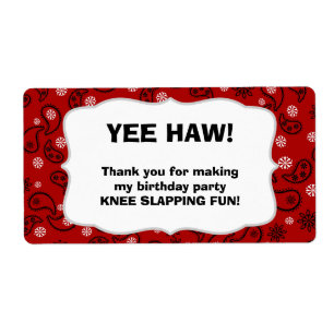 Cowboy Water Bottle Favour- customize it! - red