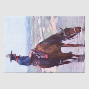Cowboy Watering Horse by W Herbert Dunton Tissue Paper