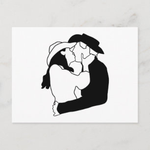 Cowboy Wedding Kiss Postcard