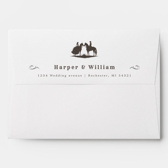 Cowboy wedding western font address wedding envelope (Back (Top Flap))