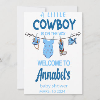 Cowboy Welcome Baby Shower Sign, Wild West Baby Save The Date