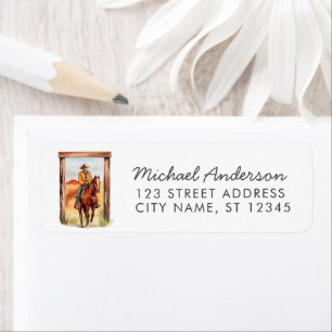 Cowboy Western Adresse de Retour Aquarelle