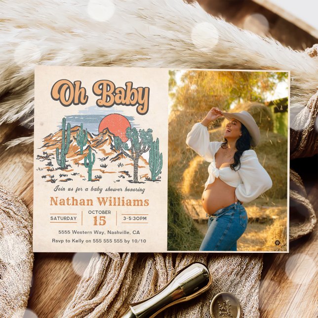 Cowboy Western Baby Shower Photo Invitation (Creator Uploaded)