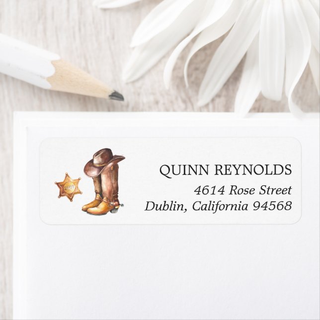 Cowboy Western | Baby Shower Return Address Label (Insitu)