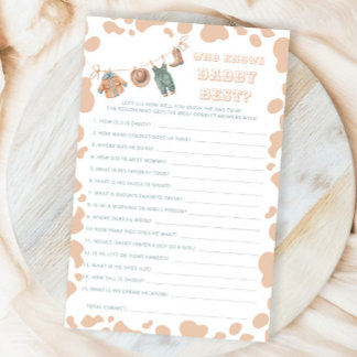 Cowboy Western Baby Shower Who Knows Daddy Best