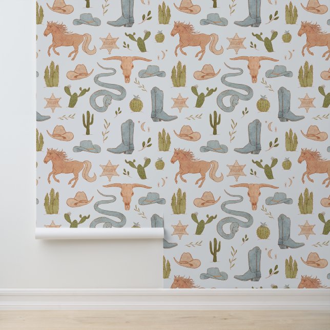 Cowboy Western Boy's Room Wallpaper (Application)