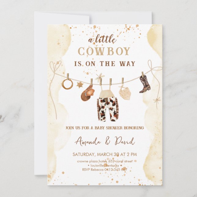 Cowboy Western Brown Plaid Baby shower Invitation (Front)