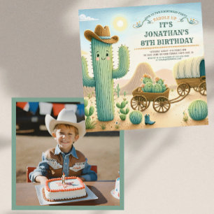 Cowboy Western Cactus Birthday Party Invitation