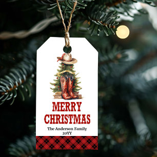 Cowboy Western Christmas tags with custom name