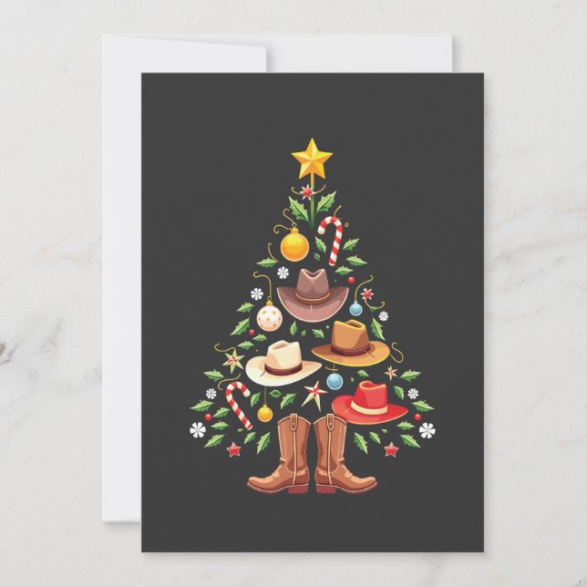 Cowboy Western Christmas Tree Santa  Invitation (Front)