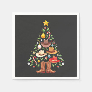 Cowboy Western Christmas Tree Santa Napkin