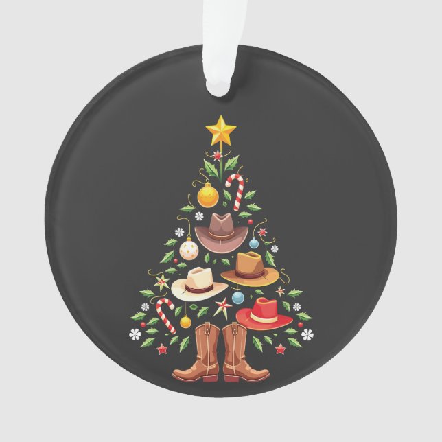 Cowboy Western Christmas Tree Santa  Ornament (Front)