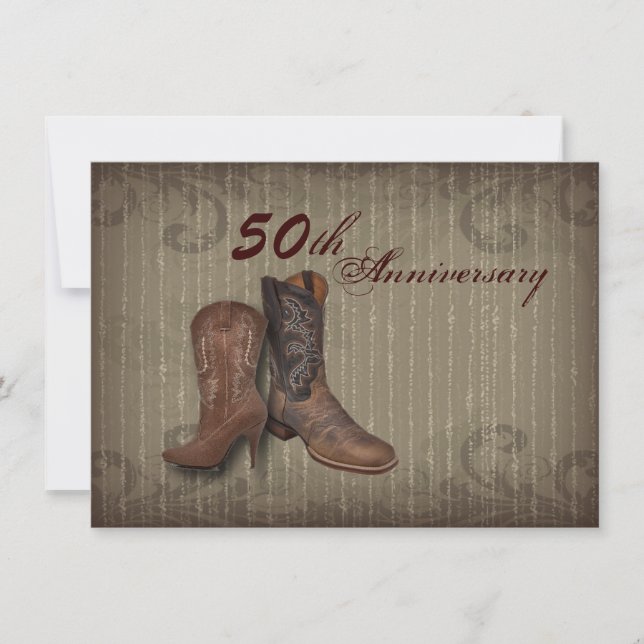 cowboy western country 50th wedding anniversary invitation (Front)