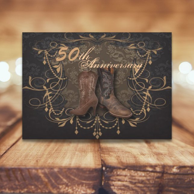 cowboy western country 50th wedding anniversary invitation (cowboy western country 50th wedding anniversary invitation)