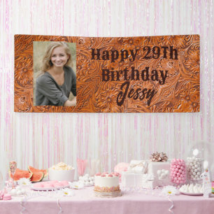 Cowboy western country birthday party custom photo banner