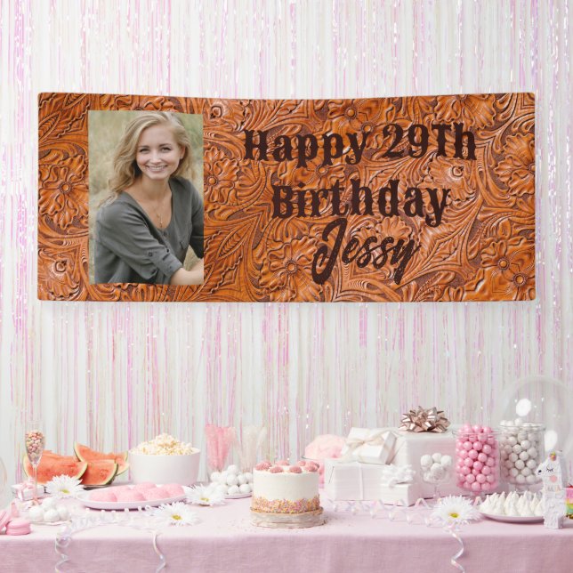 Cowboy western country birthday party custom photo banner (Party)
