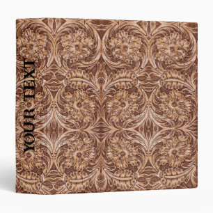 cowboy western country pattern tooled leather binder