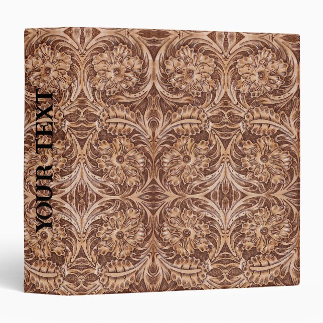 cowboy western country pattern tooled leather binder (Front/Spine)