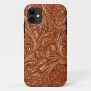cowboy western country pattern tooled leather iPhone 11 case