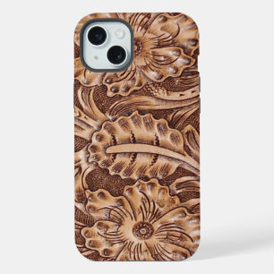 cowboy western country pattern tooled leather iPhone 15 plus case