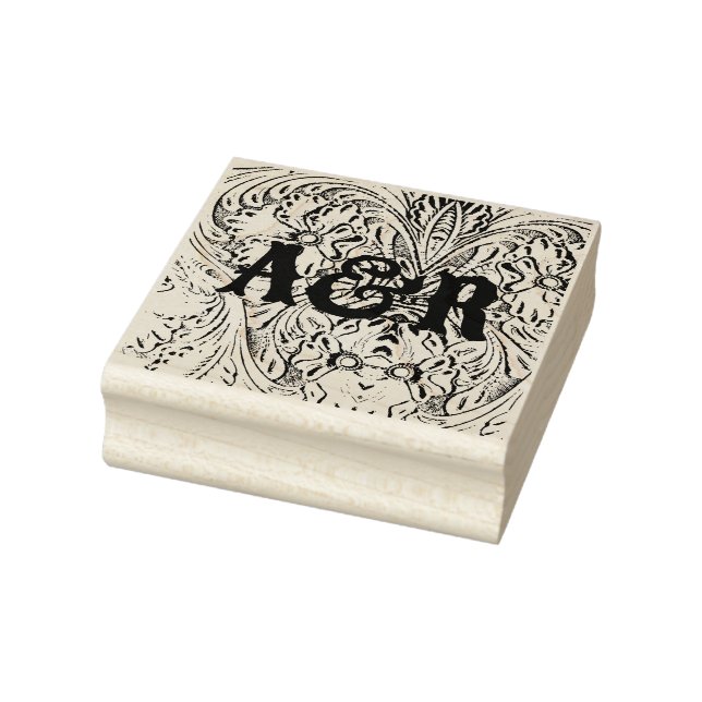 Cowboy western country wedding couple monograms rubber stamp (Stamp)