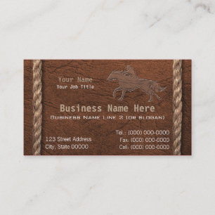 Cowboy / Western Faux Tooled Leather & Rope Business Card