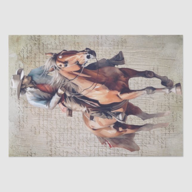 Cowboy Western Floral Watercolor Decoupage Tissue Paper (Front)