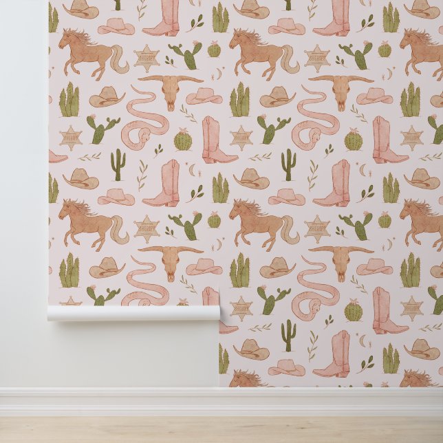 Cowboy Western Girl's Room Wallpaper (Application)