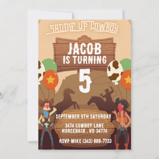 Cowboy Western Horse Invitations d'Anniversaire Th