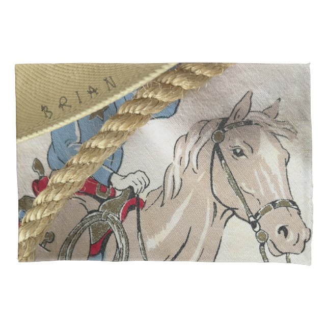 COWBOY western horse personalized rope trim name  Pillowcase (Front)