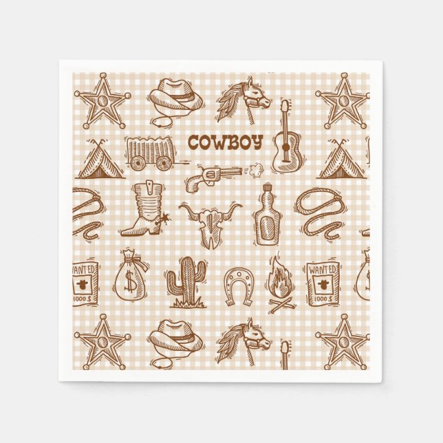 Cowboy Western Paper Napkin (Front)
