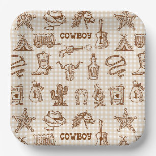 Cowboy Western Paper Plate