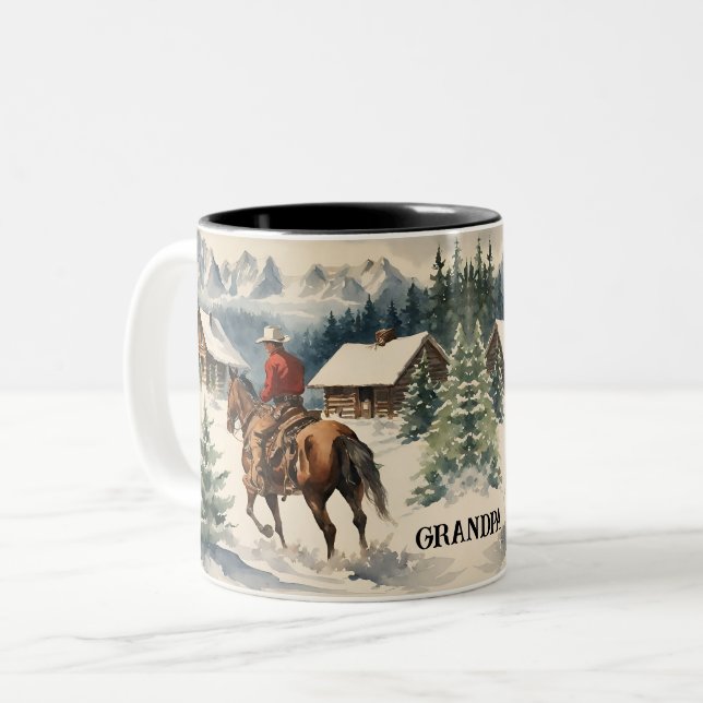 Cowboy Western Personalized Two-Tone Coffee Mug (Front Left)