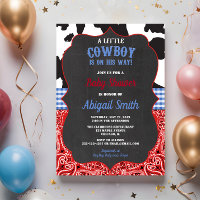Cowboy western red bandana blue boy baby shower