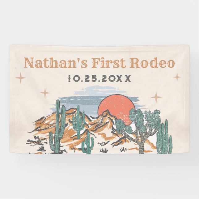 Cowboy Western Rodeo 1st Birthday  Banner (Horizontal)