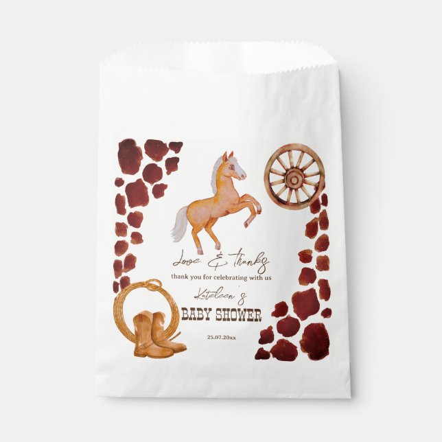 Cowboy western rodeo baby shower favour bag (Front)