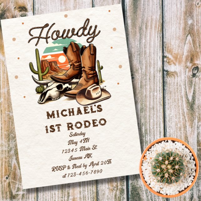Cowboy Western Rodeo Birthday Kids  Magnetic Invitation (Creator Uploaded)