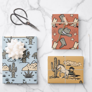 Cowboy Western Rodeo Hand drawn Doodle Wrapping Paper Sheet